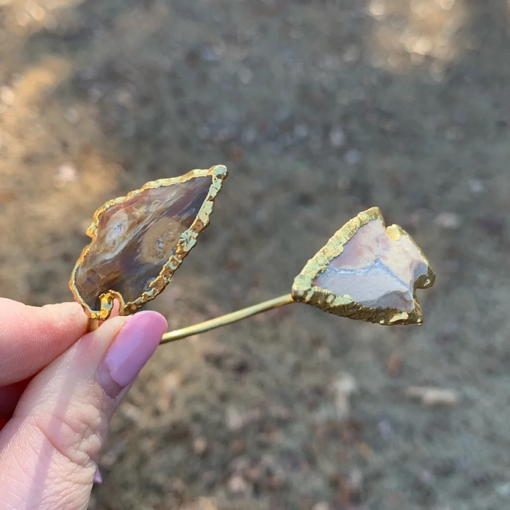 Double Arrow Head Bangle Cuff Bracelet - Picture 4 of 13